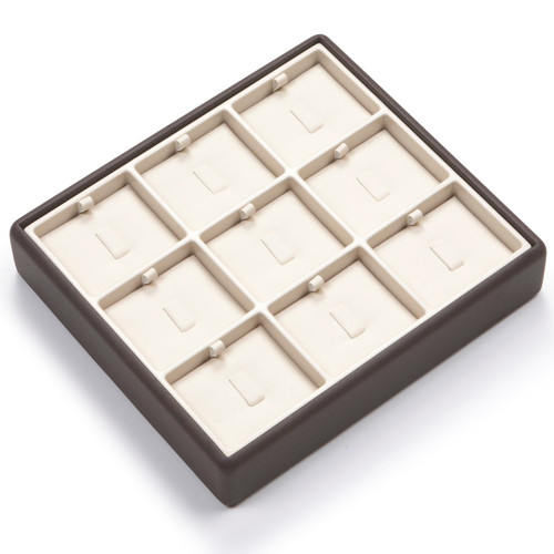 8" x 7" Chocolate/Beige  9 Clip Ring Tray
