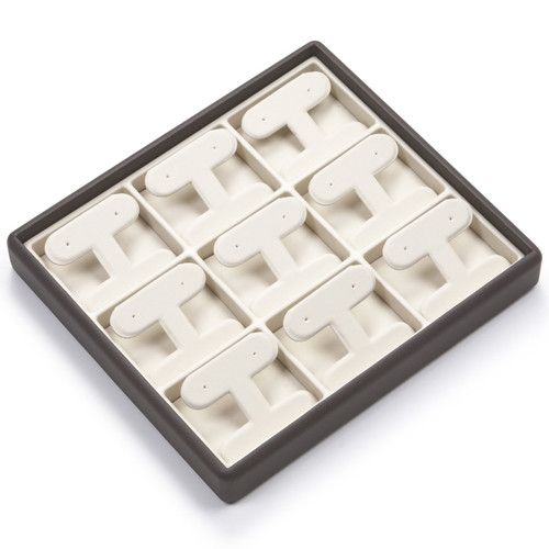 8" x 7" Chocolate/Beige  9 Earring Tree Tray