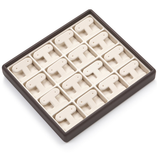 8" x 7" Chocolate/Beige  16 Earring Tree Tray