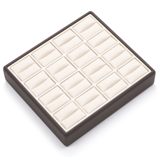 8" x 7" Chocolate/Beige  16 Slot Ring Tray