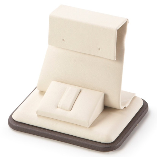 3" x 2-1/2" Chocolate/Beige Earring/Ring  Stand 