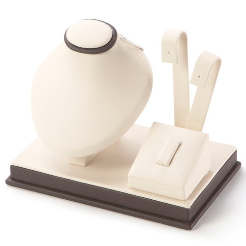 5-1/4" x 3-1/4" Chocolate/Beige Ring/Earring/Pendant  Stand