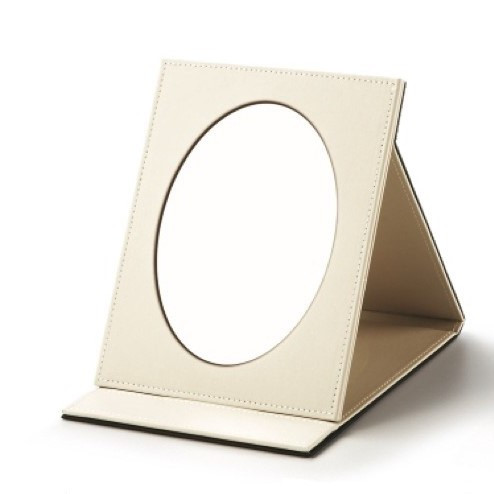 7" x 3/4" Chocolate/Beige Small Folding Oval Mirror