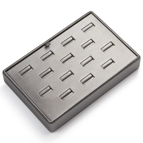 9" x 6" Silver/Gray 14 Slot Ring Tray