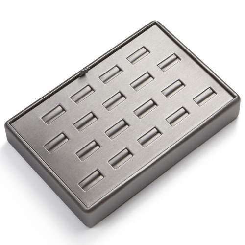 9" x 6" Silver/Gray 18 Slot Ring Tray