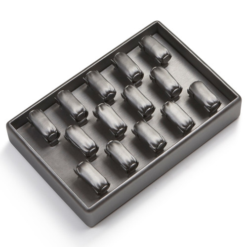 9" x 6" Silver/Gray 14 Ring Bar Tray