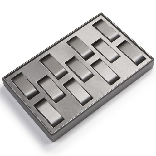 14" x 9" Silver/Gray 11 Watch Tray