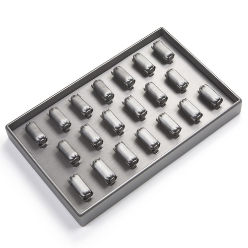 14" x 9" Silver/Gray 20 Ring Bar Tray