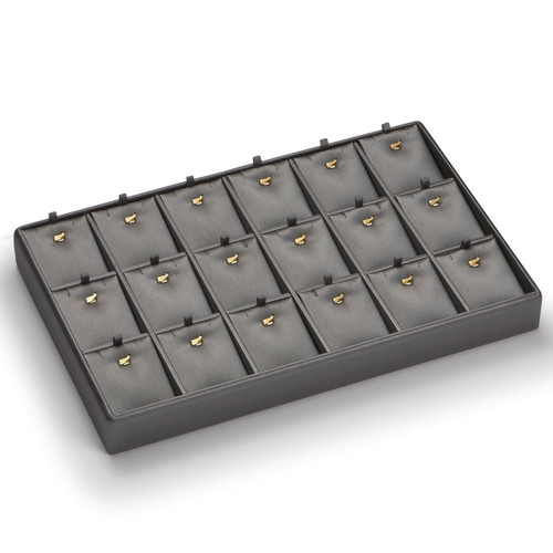 14" x 9" Silver/Gray 18 Earring/Earring Tray