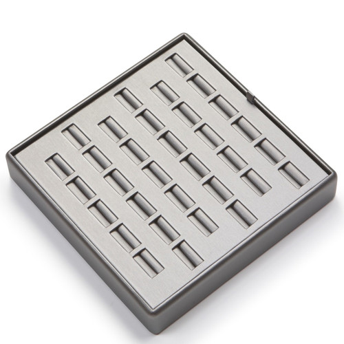 9" x 9" Silver/Gray 33 Slot Ring Tray