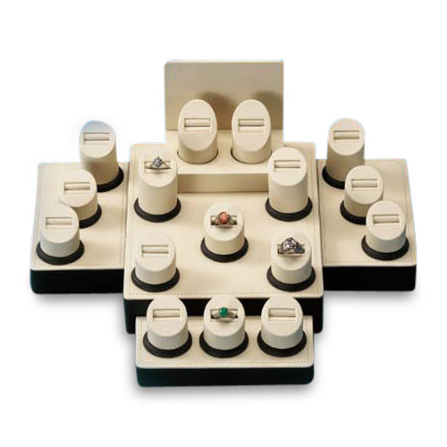 16" Chocolate/Beige Showcase Ring Display Set