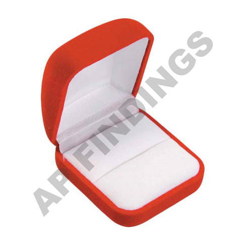 Red Flocked Velour Ring Box (Square)