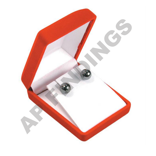 Red Flocked Velour Pendant/Earring Box