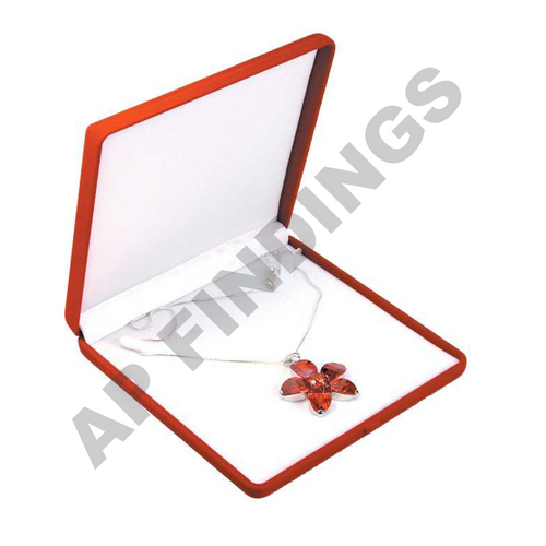 Red Flocked Velour Necklace Box