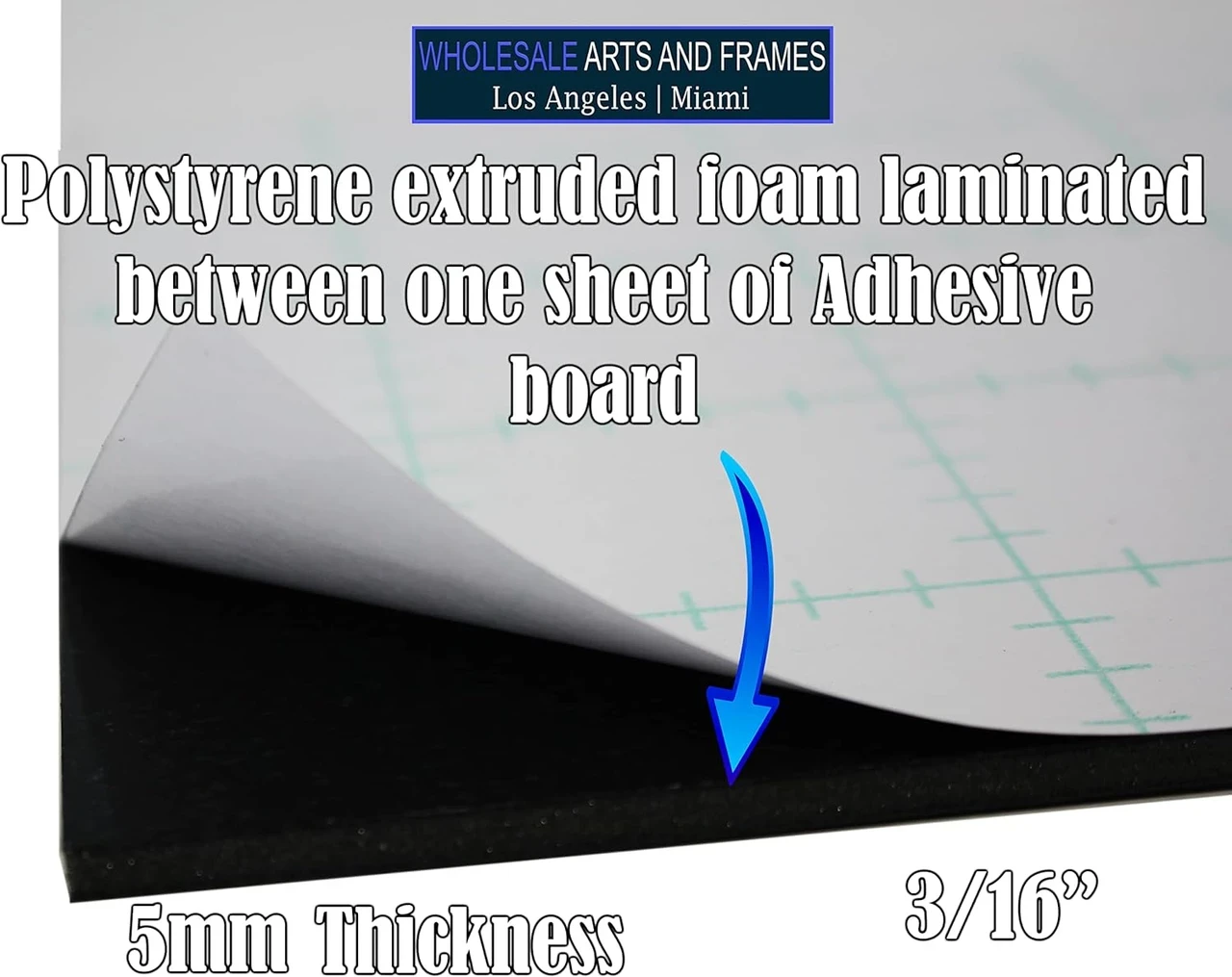 3/16" Black 1 Side Self Adhesive Foam Core Boards  : 40 X 60