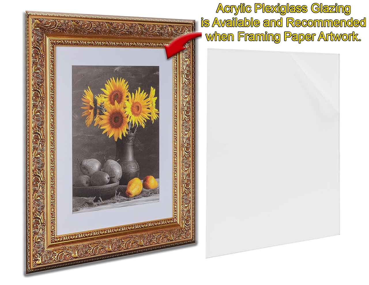vintage 27x19 canvas frame ornate antique gold silver includes plexiglass backing hanging accessories