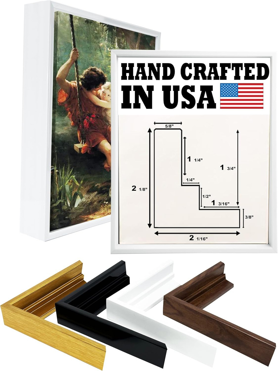 Floating Frame for Canvas 4x6 - Canvas Floater Frame for Canvas Art (Gold, Black, Walnut, White)