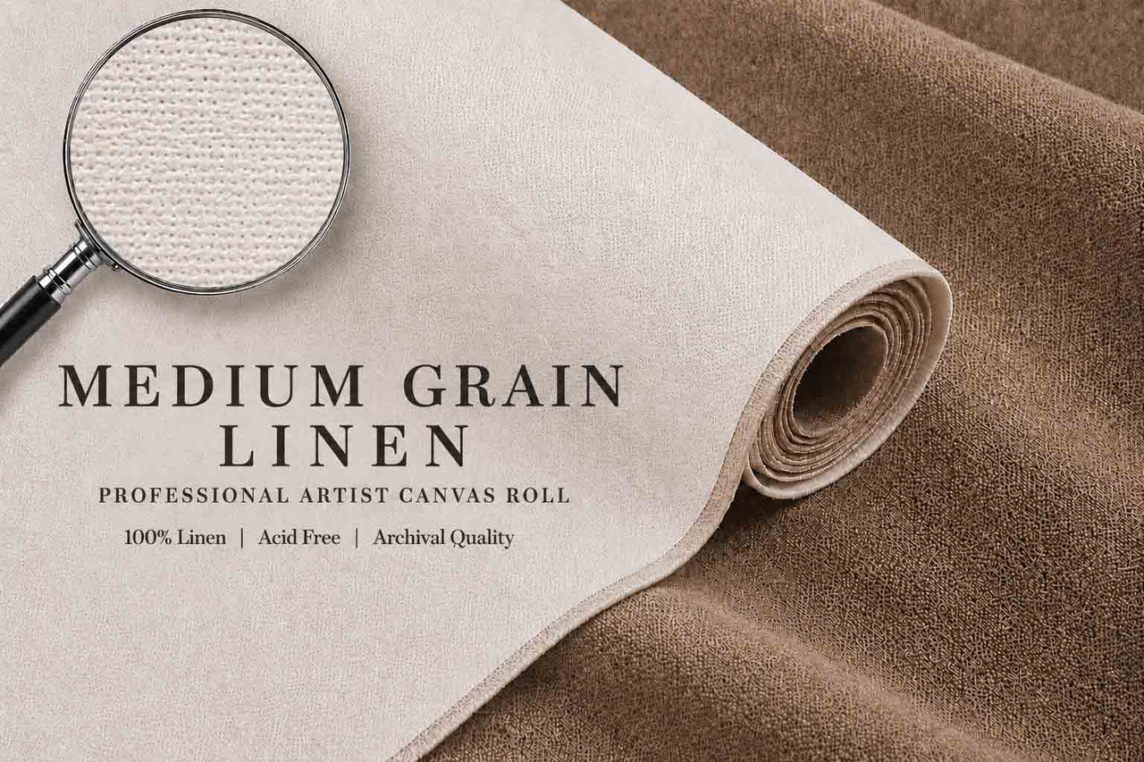 84" Linen Canvas Rolls for Painting Large Blank Canvas Fabric by the Yard 2.5|5.5|11 Yd 14oz Universal Triple Primed Artist Linen Canvas Roll. Belgian Linen Alternative for Painters, SDK Murals