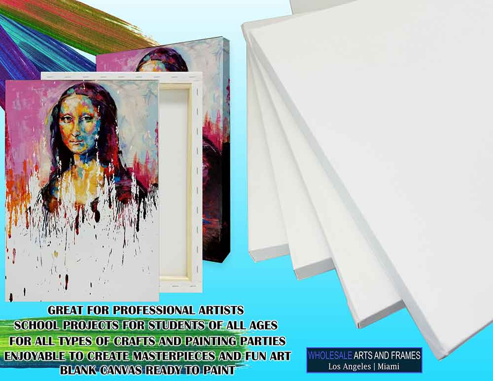 18x24 1-1/2 inch stretched canvas white cotton artist canvas stack angled view