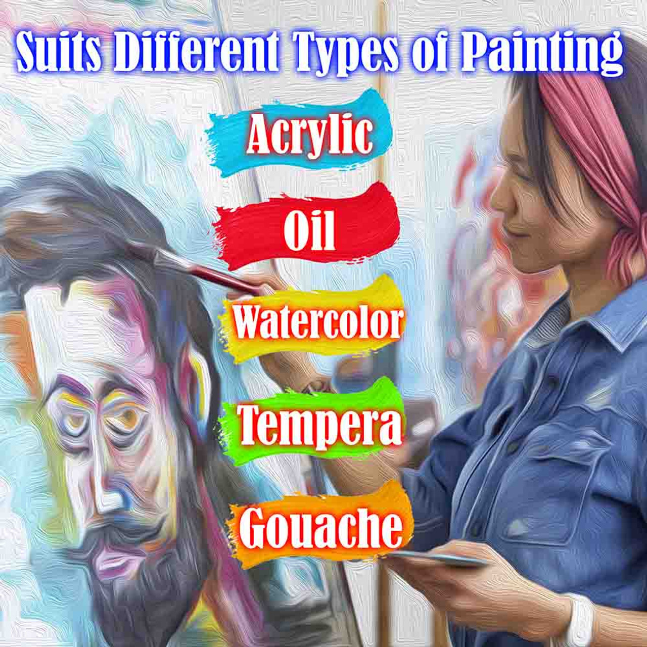 12x12 2-1/2 inch cotton stretched canvas for acrylic oil watercolor tempera gouache