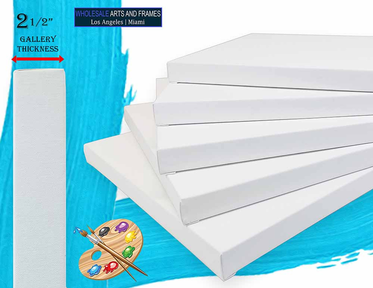 24x48 Blank artist stretched canvas 2-1/2 inch white cotton primed for painting