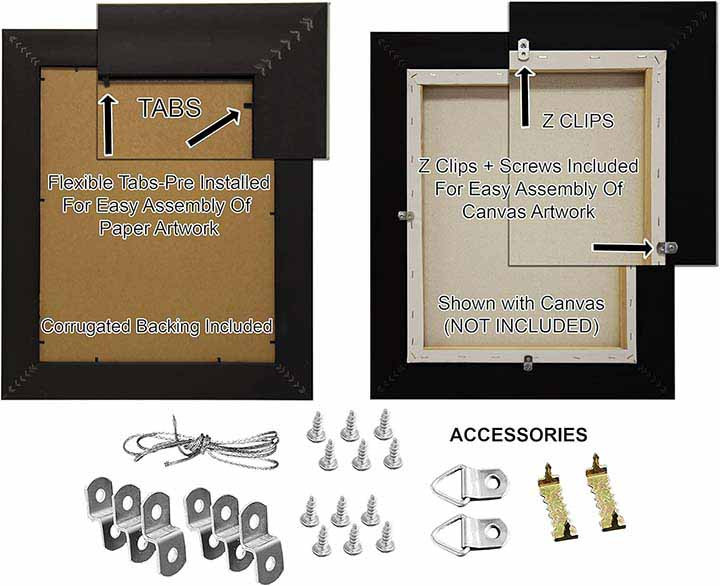 16x20 Picture Frame - Modern 2.5" Wall Poster Frame & Canvas Frame, Black Brown Silver Gold Picture Frames, 631-II