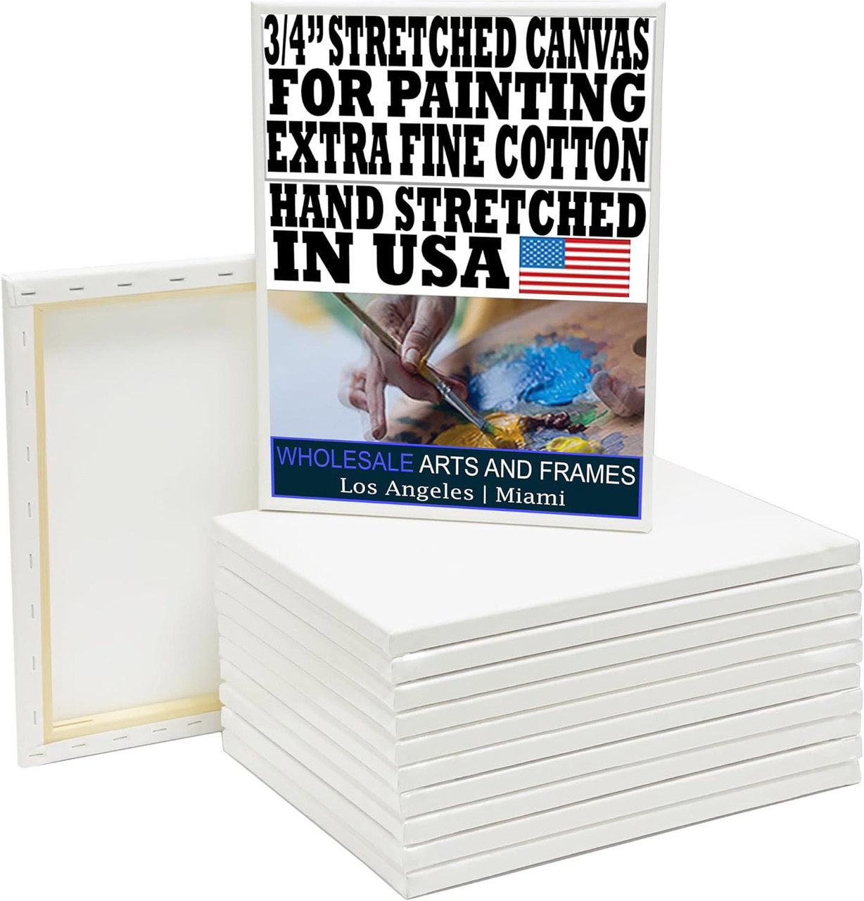 Stretched Canvas for Painting 20x20 5 PK 3/4" Extra Fine Smooth Portrait Cotton Canvas 13 Oz, Triple Primed, Gallery Wrapped, Artist Canvas — image 1