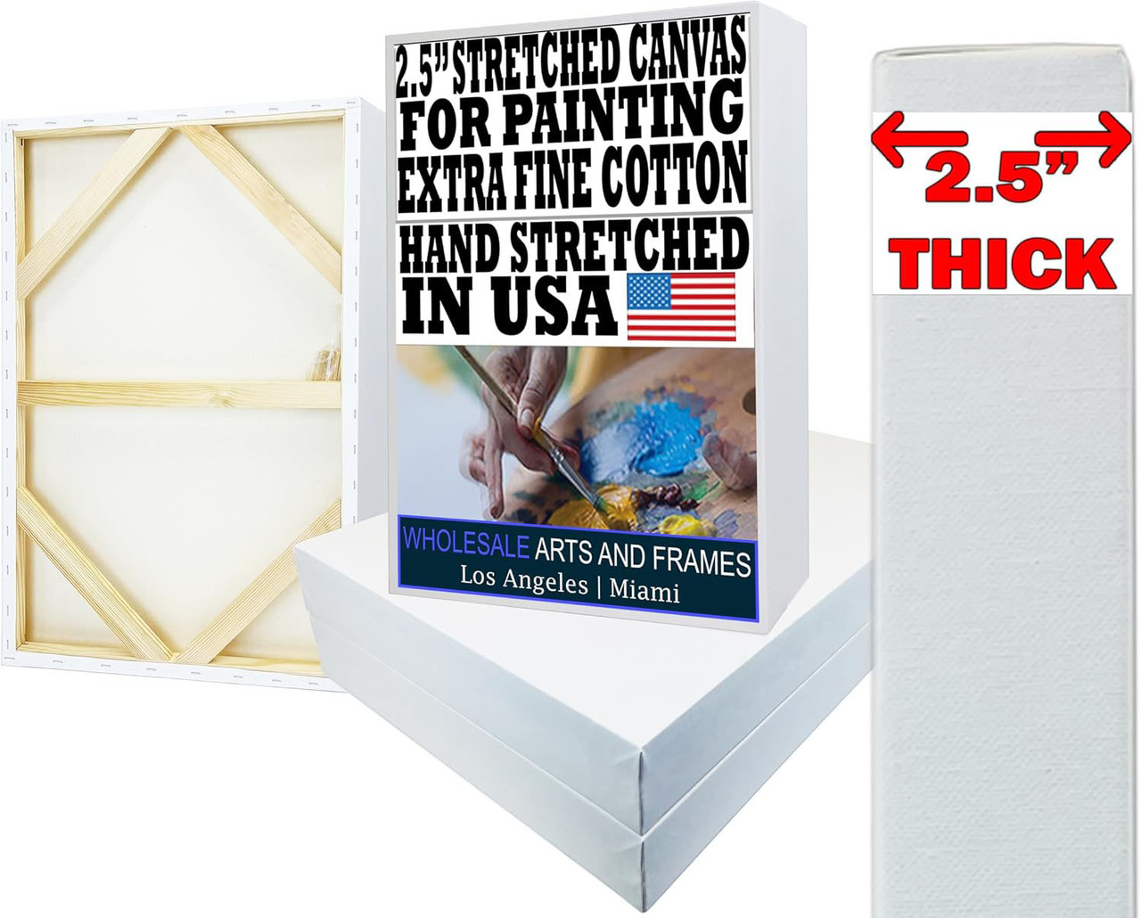 2-1/2 inch Extra Fine Cotton Stretched Canvas for Painting - Image 1