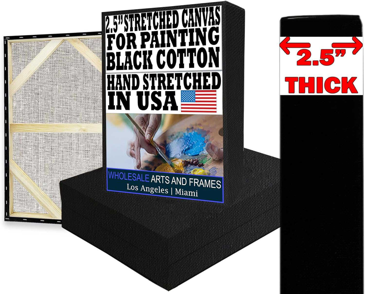 2-1/2 inch black stretched cotton canvas 20x40 single piece image 1