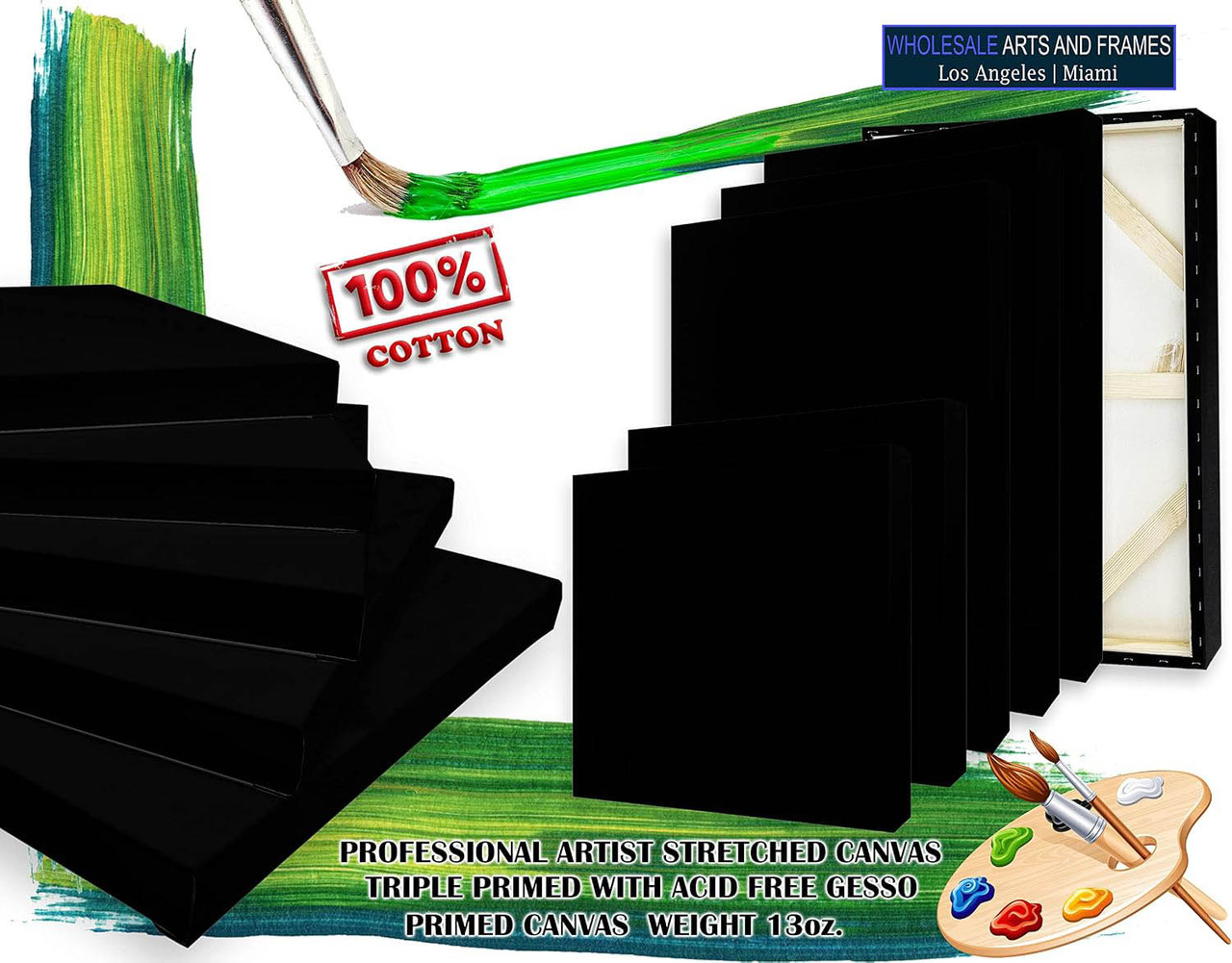 2-1/2 inch black stretched cotton canvas 20x20 box of 5 image 4