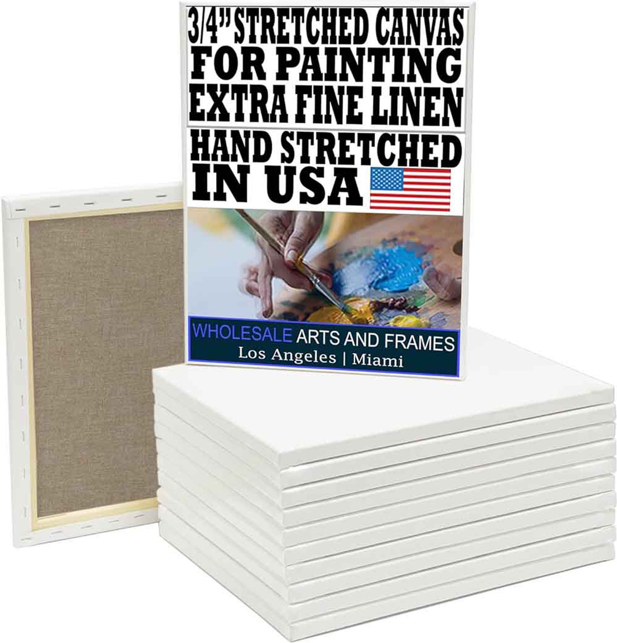 11x14 Linen Stretched Canvas for Painting,1 Single Piece,0.75 Inch Deep Artist Canvas Panels,Extra Fine Grain Portrait 14oz Quadruple Primed, Gallery Wrapped,Acid Free Professional Heavy Duty Canvas Boards,Wholesale Studio School Art Supplies