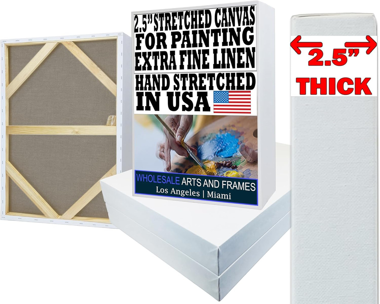 Closeup texture of 2.5 inch linen extra fine grain portrait canvas quadruple primed