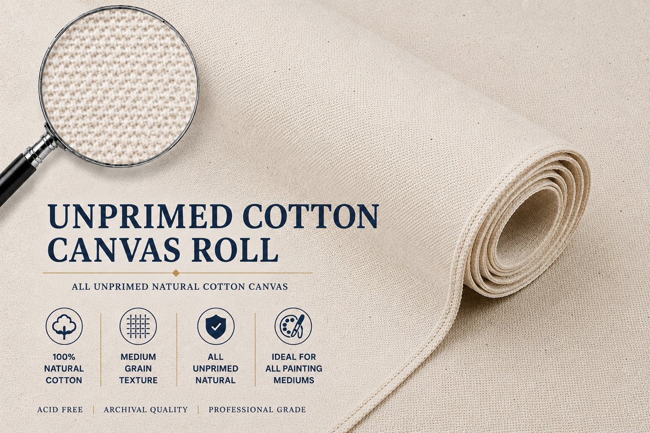 63" Canvas Rolls for Painting Large Blank Canvas Fabric by the Yard 6|25|50|100 Yd 13oz Unprimed Artist Canvas Roll-Cotton Duck, Unstretched Cloth, Quality Fabric for Painters, SDK Murals, Backdrops