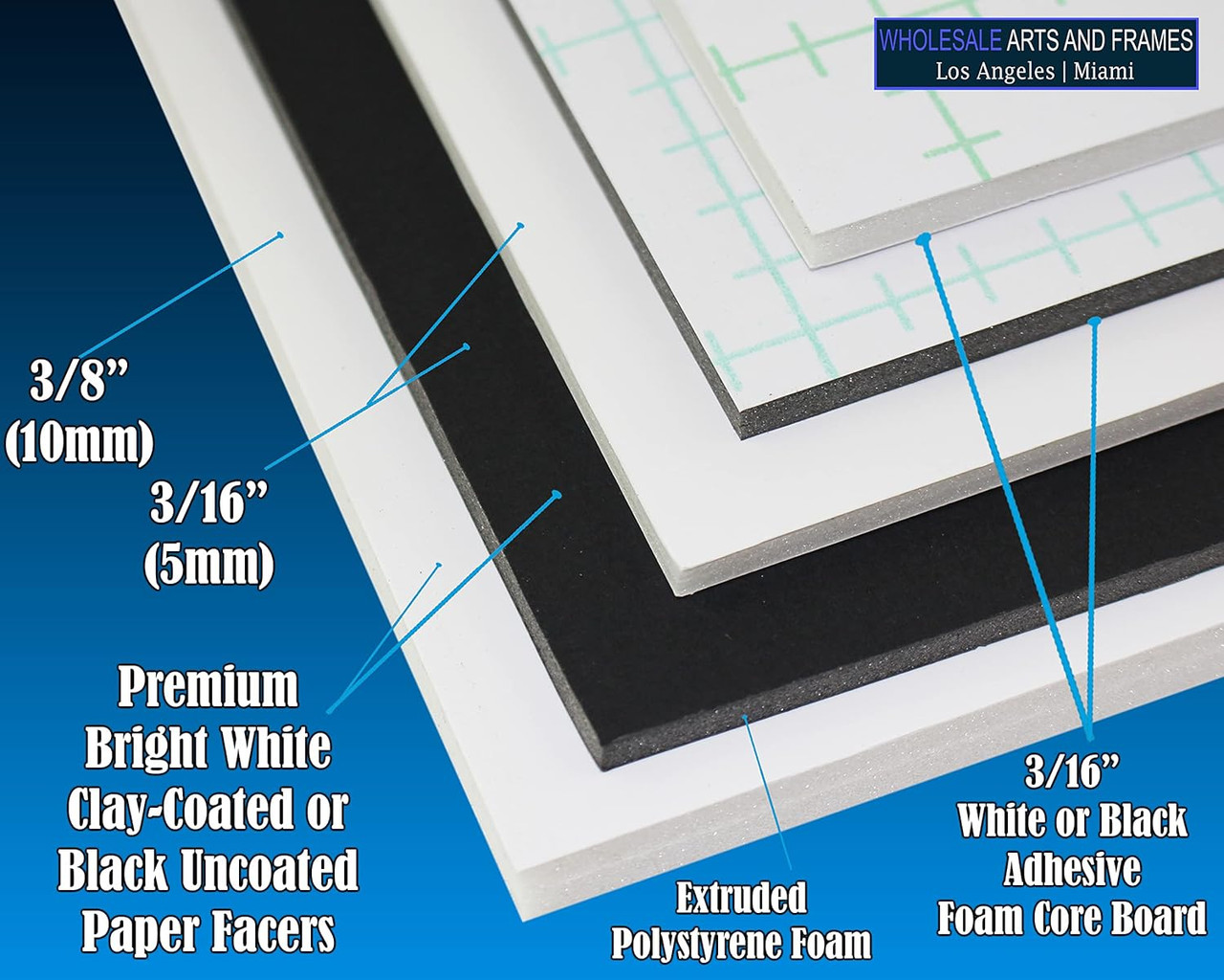 Acid Free Buffered Foam Core White 3/16" Backing Board  Custom Size