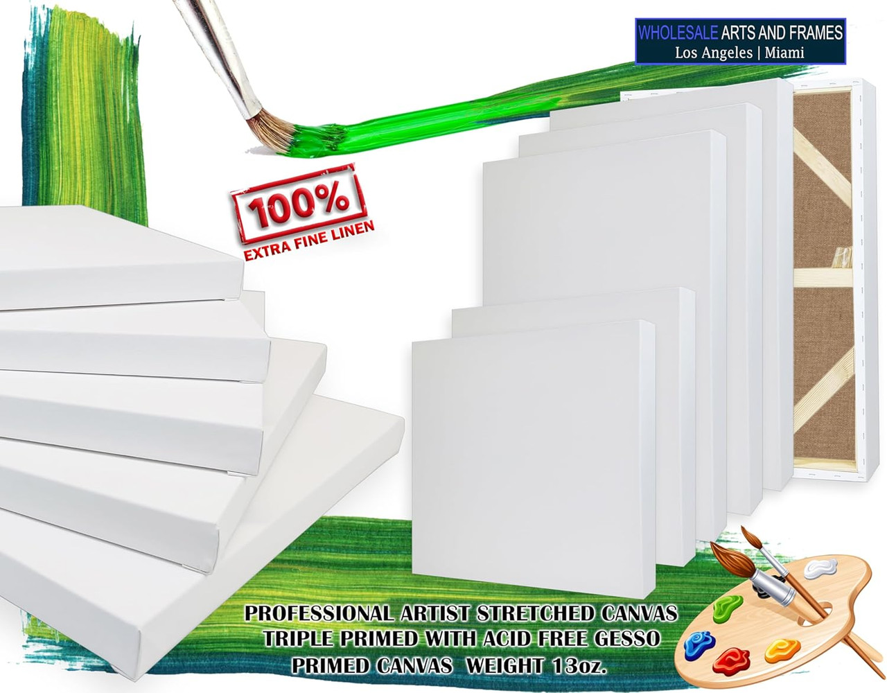 18X18 1.5 inch extra fine linen portrait stretched canvas hand stretched in USA gallery wrapped