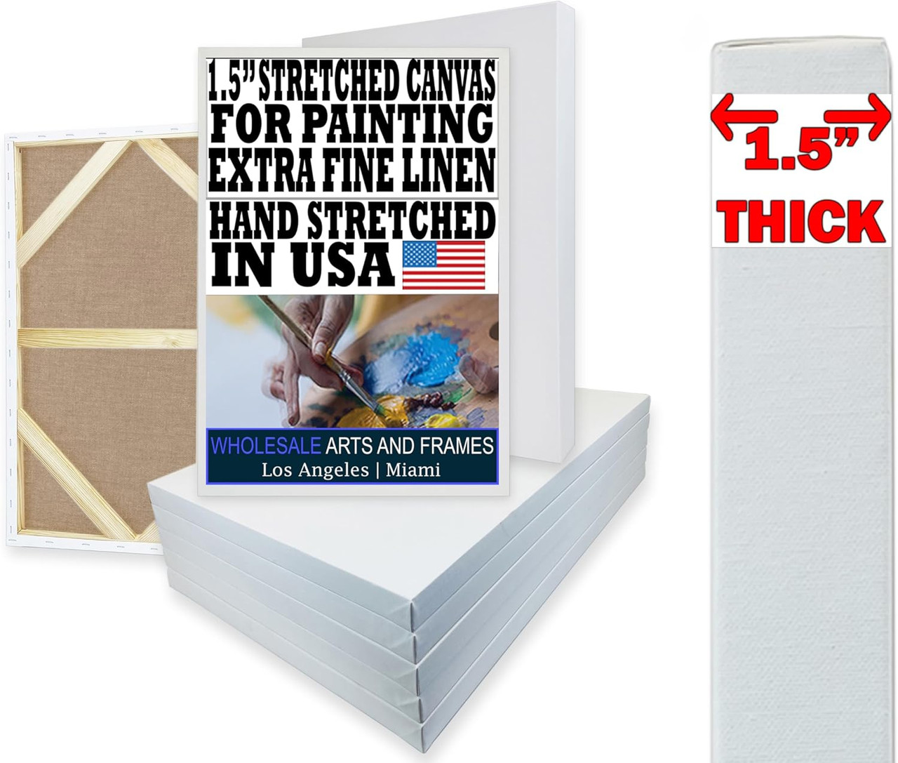 8X24 Closeup texture of 1.5 inch linen extra fine grain portrait canvas quadruple primed