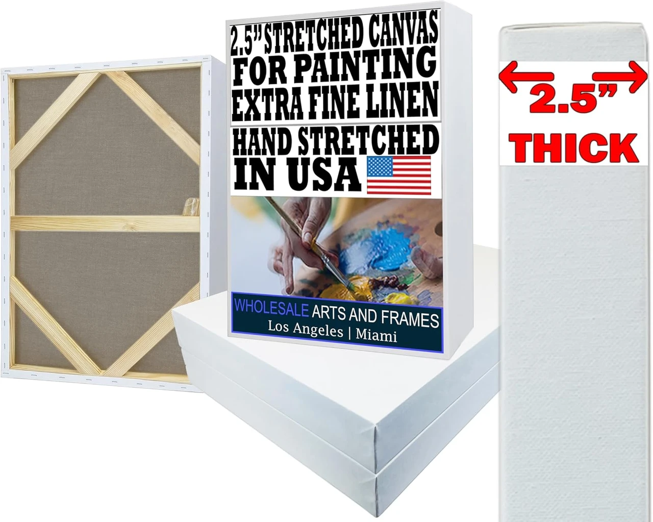 Closeup texture of 2.5 inch linen extra fine grain portrait canvas quadruple primed