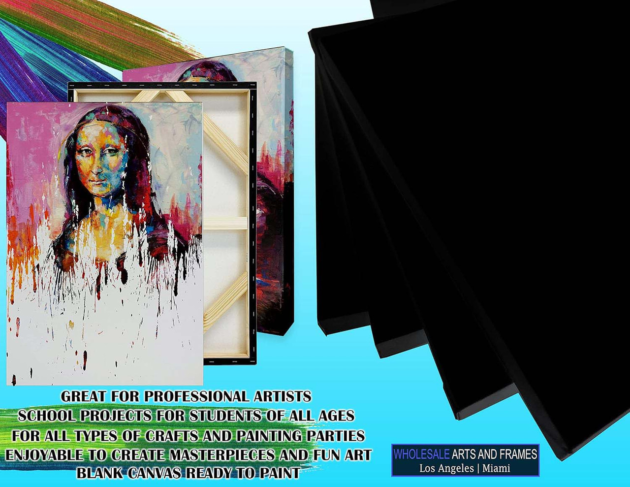 1-1/2 inch black stretched cotton canvas 72x72 single piece image 5