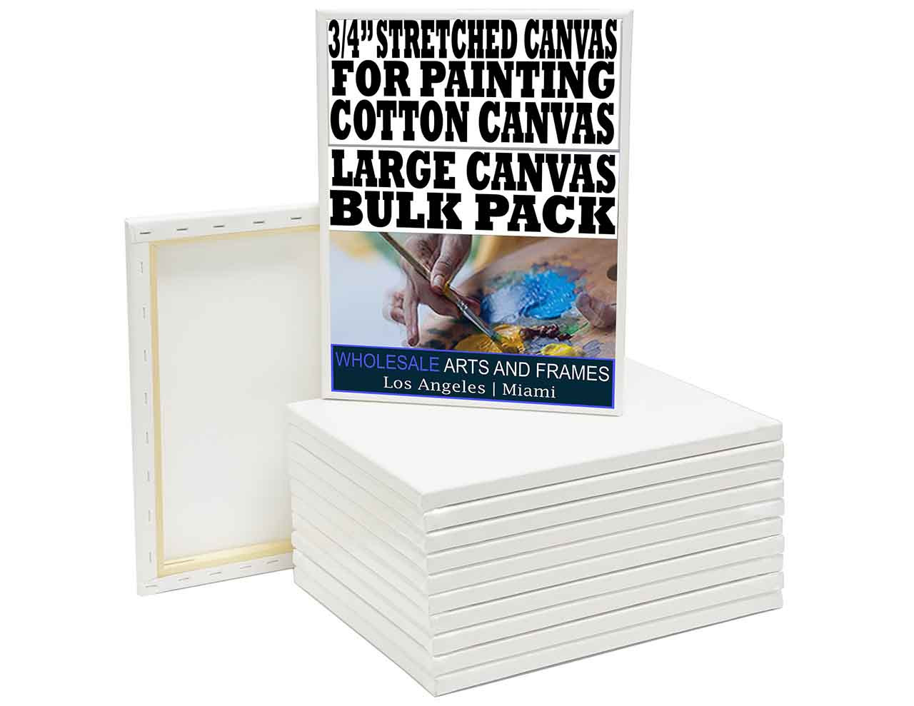 8x8 Bulk pack 3/4 inch stretched canvas cotton artist blank canvases
