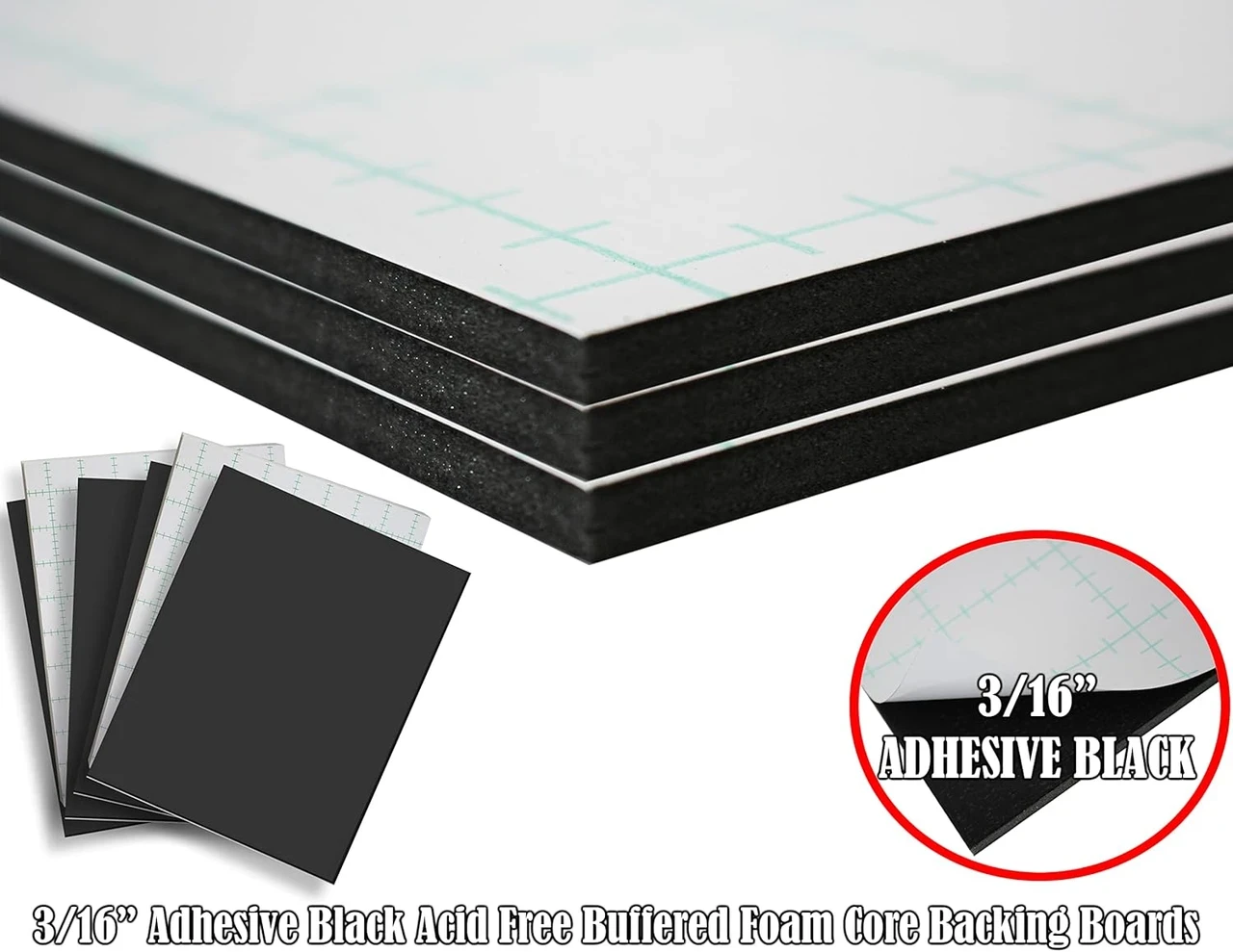 3/16" Black 1 Side Self Adhesive Foam Core Boards  : 24 x 30