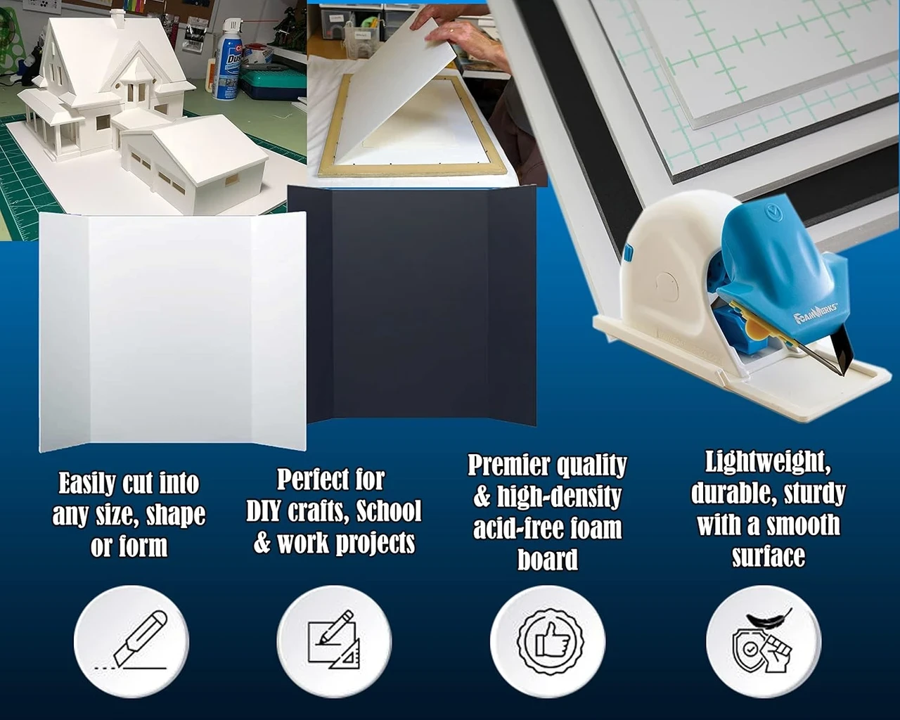 3/16" Black 1 Side Self Adhesive Foam Core Boards : 24 X 48