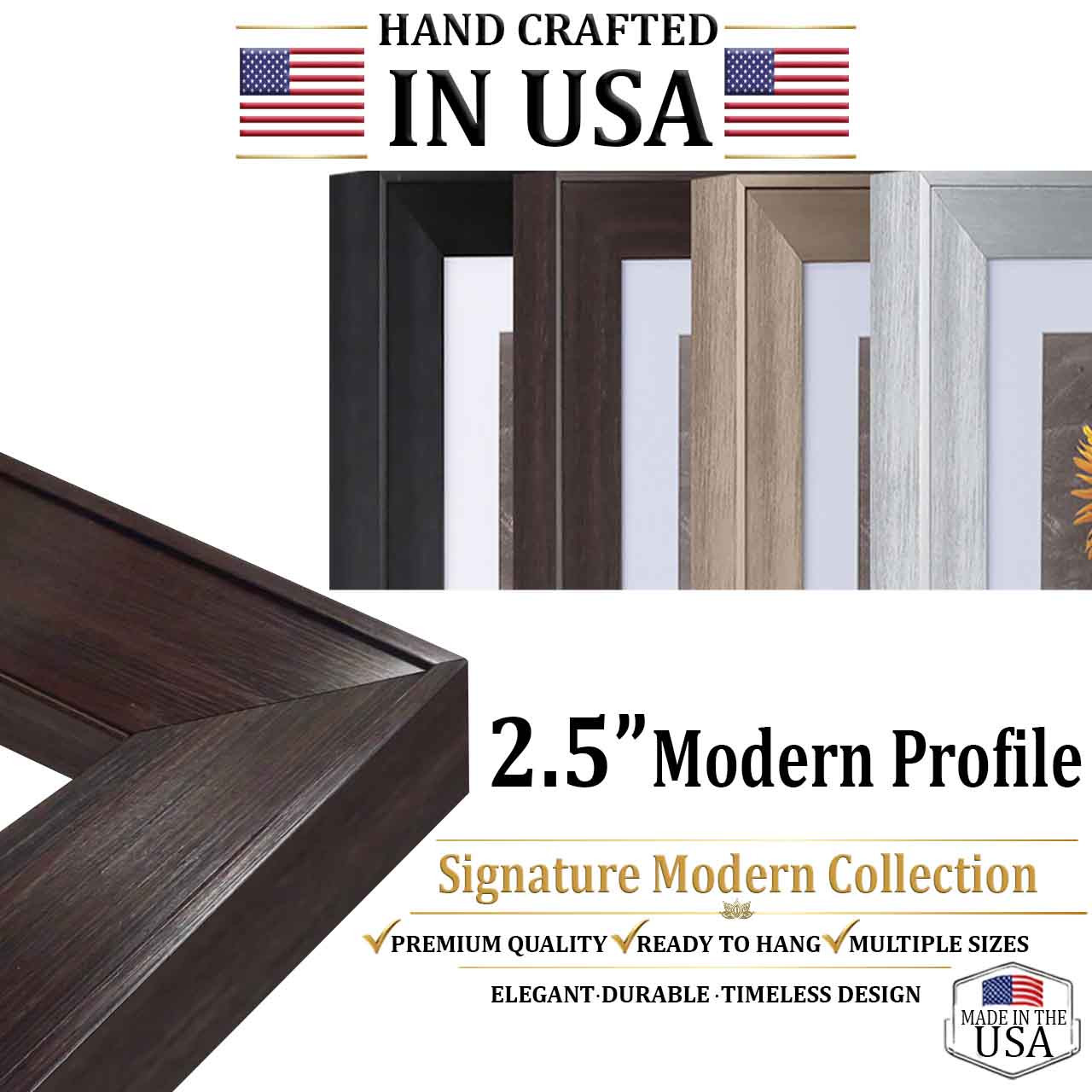 18x36 Picture Frame - Modern 2.5" Wall Poster Frame & Canvas Frame, Black Brown Silver Gold Picture Frames, 631-II