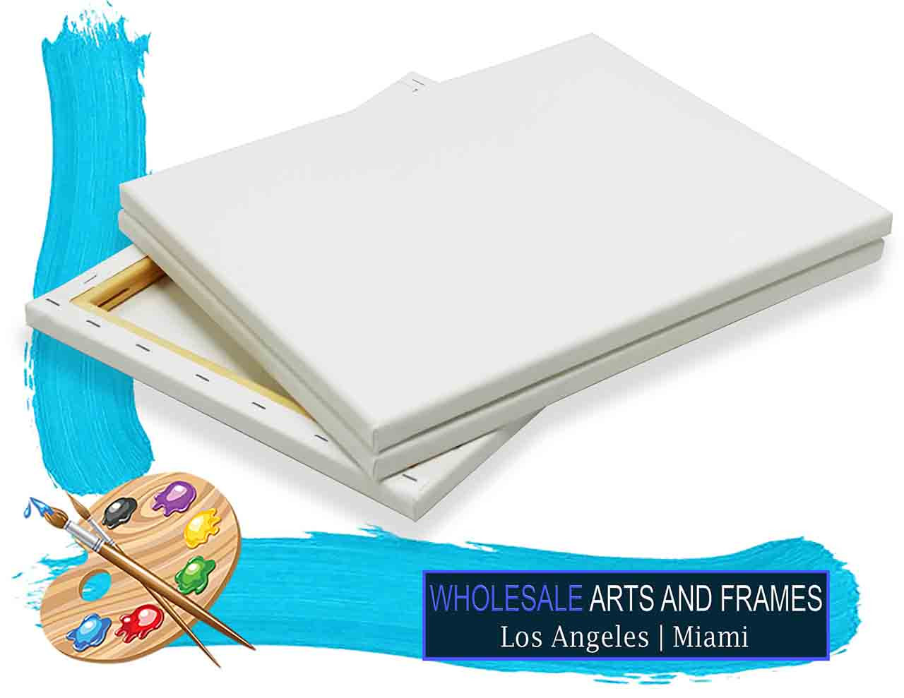 14x14 3/4 inch stretched canvas white cotton artist canvas stack angled view