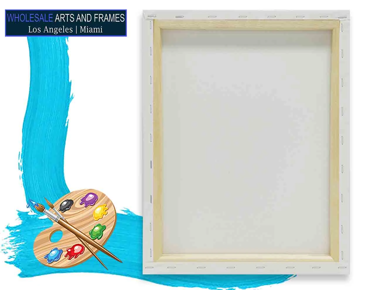 16x20 Gallery wrapped stretched canvas 3/4 inch cotton back view stapled finish