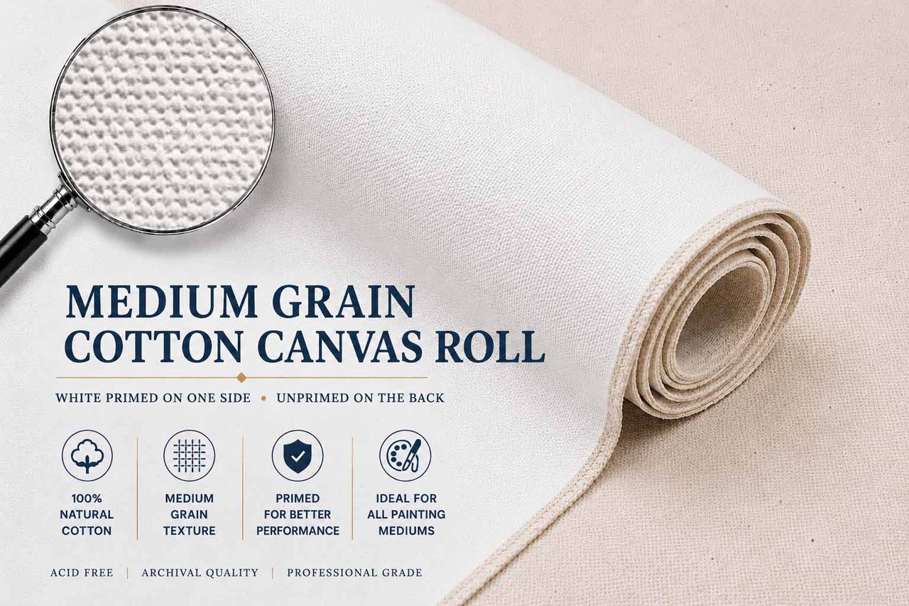 63" Canvas Rolls for Painting Large Blank Canvas Fabric by the Yard 6|25|50|100 Yd 13oz Primed Artist Canvas Roll-Cotton Duck, Unstretched Cloth, Quality Fabric for Painters, SDK Murals, Backdrops