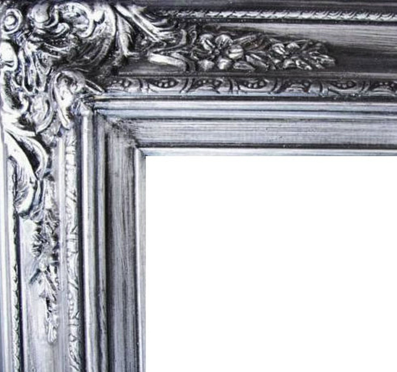 16x24 Frame Silver Ornate Antique Solid Complete Wood Picture