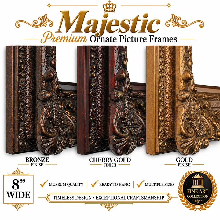 20x24 Ornate Picture Frame - 8-Inch Majestic European Royal Vintage Antique Style Frame