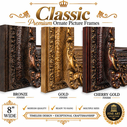 48x96 Ornate Picture Frame - 8-Inch Classic European Royal Vintage Antique Style Frame
