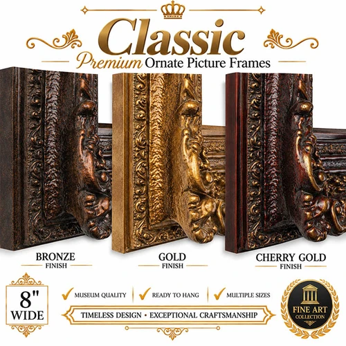 72x120 Ornate Picture Frame - 8-Inch Classic European Royal Vintage Antique Style Frame