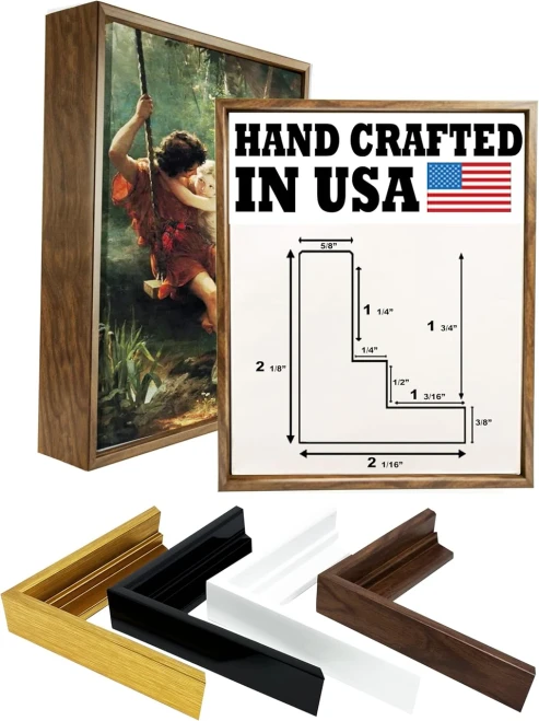 Custom Floating Frame for Canvas - Canvas Floater Frame for Canvas Art (Gold, Black, Walnut, White)